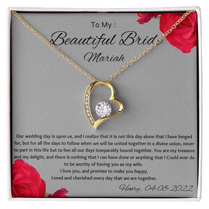 To My Beautiful Bridge Groom to Bride Gift on Wedding day Gift For Bride From Groom
