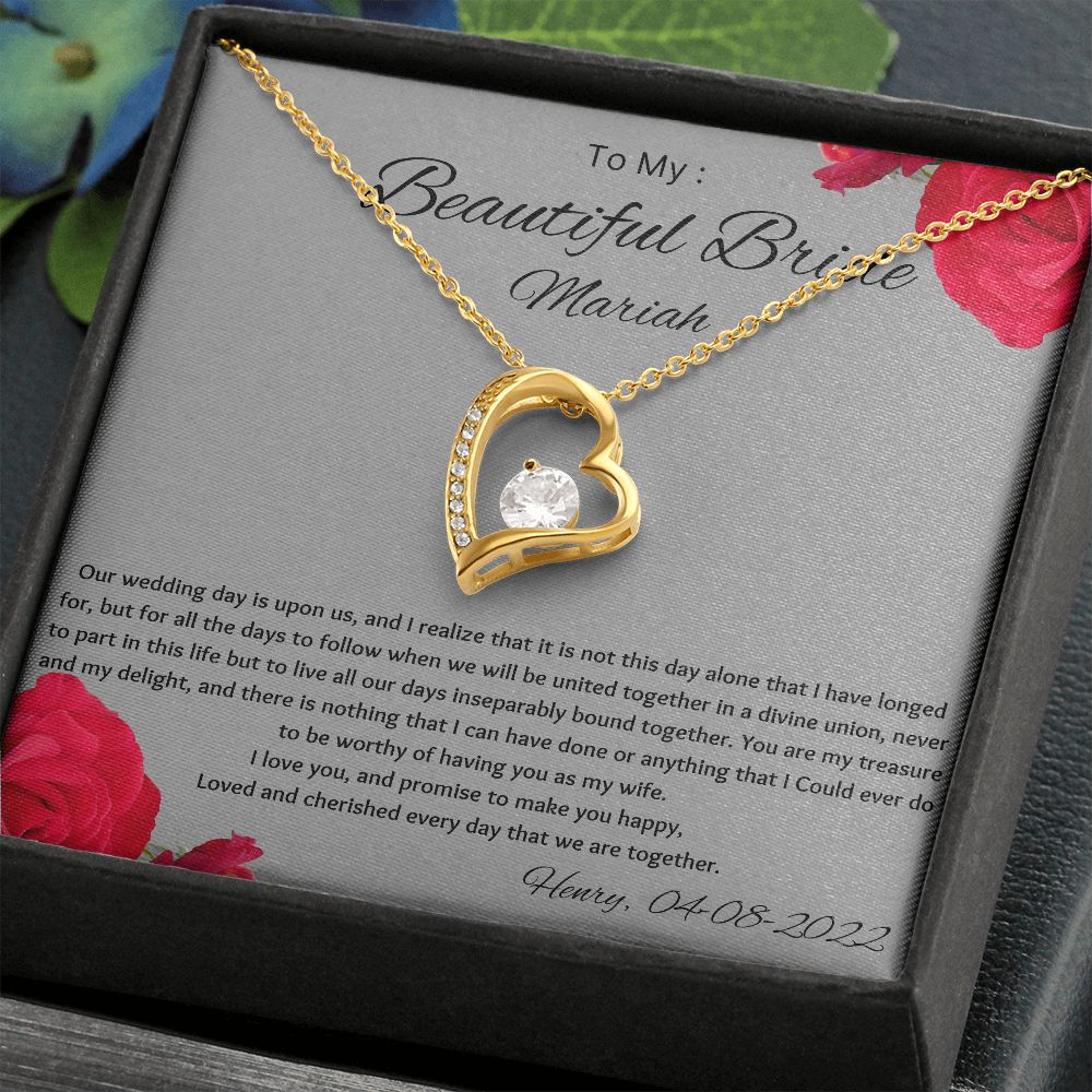 To My Beautiful Bridge Groom to Bride Gift on Wedding day Gift For Bride From Groom