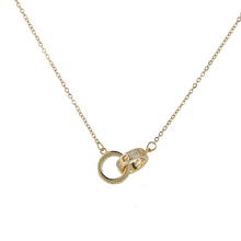 Load image into Gallery viewer, Dainty Double Circle Necklace, Mixed Stainless steel , Infinity Necklace,
