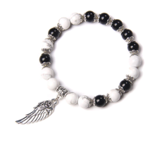 Load image into Gallery viewer, Silver Color Onix Angel Wing Bracelet - INNER STRENGTH + FOCUS + PROTECTION
