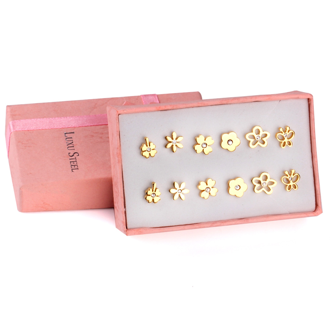 Surgical steel stud earrings set | tarnish free earrings Hypoallergenic earrings Cute