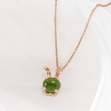 Load image into Gallery viewer, Jade Natural Bunny Necklace Gold Tone Necklace- Good Luck•Fortune (Powerful Necklace)
