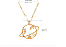 Load image into Gallery viewer, dainty planet choker or necklace / Saturn necklace / ufo necklace / alien necklace
