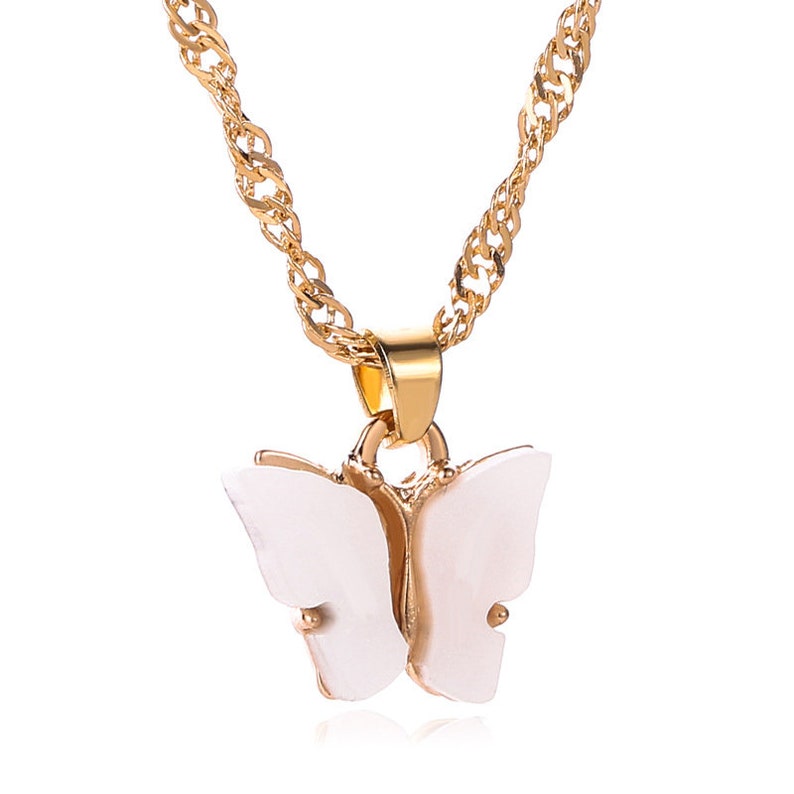 Different Colors Butterfly Necklace - Trendy Butterfly necklace GOLD tone -