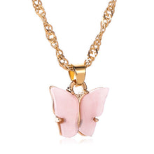 Load image into Gallery viewer, Different Colors Butterfly Necklace - Trendy Butterfly necklace GOLD tone -
