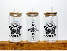 Load image into Gallery viewer, Luna Moth Beer Can Glass Witchy Gifts Crystal Moth | Boho Coffee Glass
