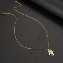 Load image into Gallery viewer, SaleHamsa Gold Necklace, Hand of Fatima,Hand Of God , Gold Plated Hamsa Necklace
