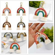 Load image into Gallery viewer, Macrame Rainbow Keychain | 12 Colorways | Tiny Keyring| Bag Accessories | Gift Idea | Handmade |
