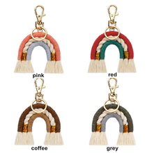 Load image into Gallery viewer, Macrame Rainbow Keychain | 12 Colorways | Tiny Keyring| Bag Accessories | Gift Idea | Handmade |
