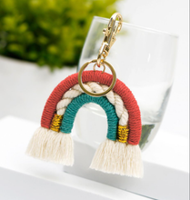 Load image into Gallery viewer, Macrame Rainbow Keychain | 12 Colorways | Tiny Keyring| Bag Accessories | Gift Idea | Handmade |
