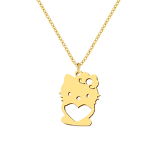 Load image into Gallery viewer, Kitty Pendant Necklace - Trendy Kitty necklace Gold tone
