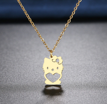 Load image into Gallery viewer, Kitty Pendant Necklace - Trendy Kitty necklace Gold tone
