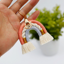 Load image into Gallery viewer, Macrame Rainbow Keychain | 12 Colorways | Tiny Keyring| Bag Accessories | Gift Idea | Handmade |
